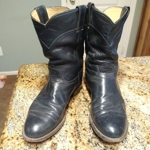 Justin 3024 Roper Boots - Mens - Size 9 EE - Blue Western Leather - Picture 2 of 12